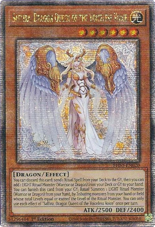 Saffira, Dragon Queen of the Voiceless Voice [PHNI-EN020] Quarter Century Secret Rare | Gear Gaming Bentonville