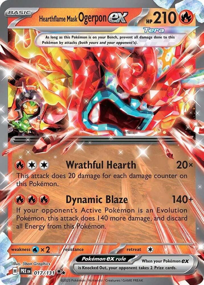 Hearthflame Mask Ogerpon ex (017/131) [Scarlet & Violet: Prismatic Evolutions] | Gear Gaming Bentonville