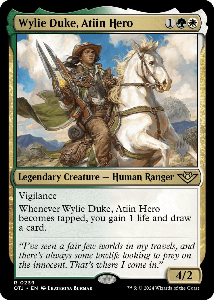 Wylie Duke, Atiin Hero (Promo Pack) [Outlaws of Thunder Junction Promos] | Gear Gaming Bentonville