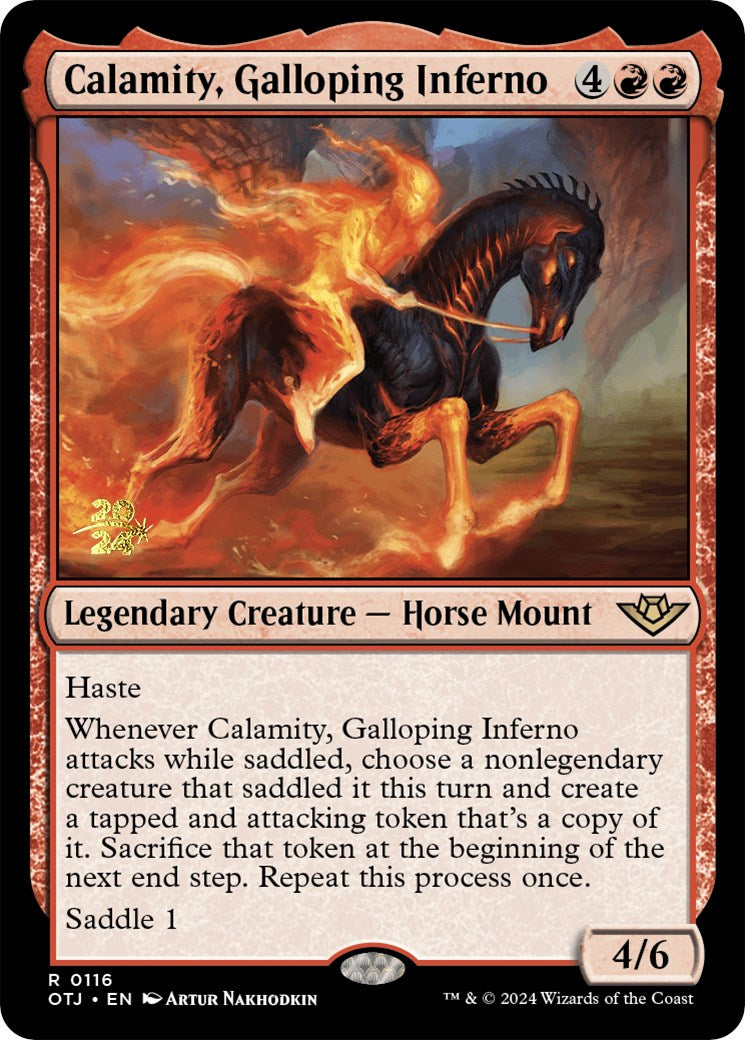 Calamity, Galloping Inferno [Outlaws of Thunder Junction Prerelease Promos] | Gear Gaming Bentonville