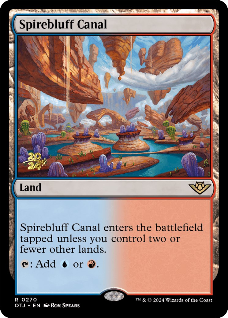 Spirebluff Canal (OTJ) [Outlaws of Thunder Junction Prerelease Promos] | Gear Gaming Bentonville