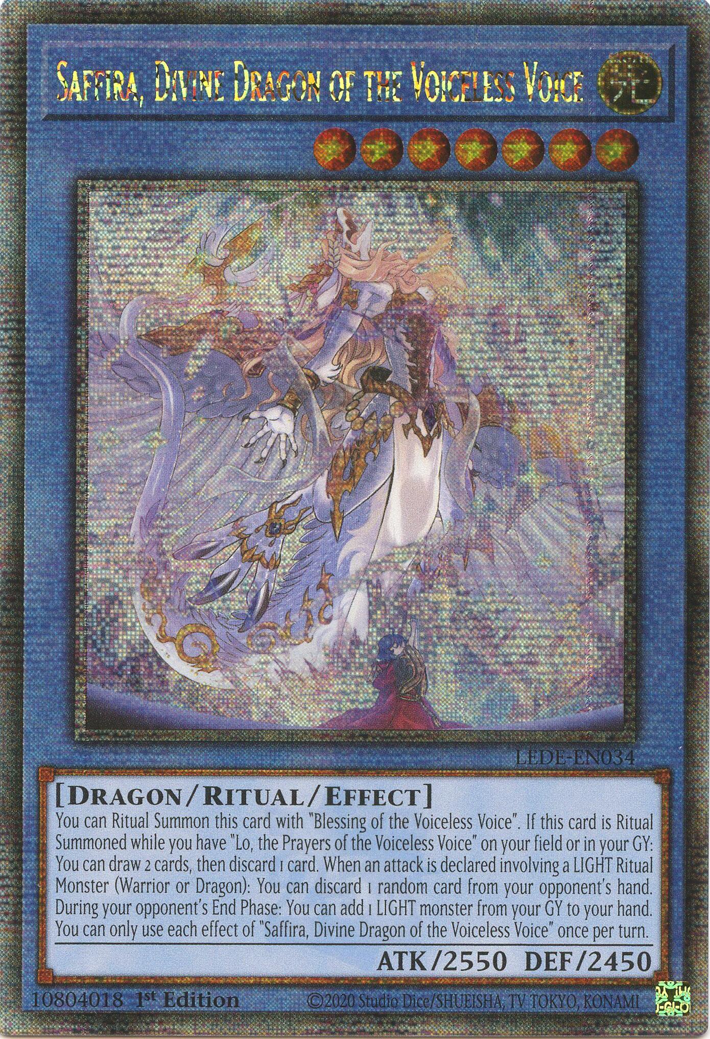 Saffira, Divine Dragon of the Voiceless Voice (Quarter Century Secret Rare) [LEDE-EN034] Quarter Century Secret Rare | Gear Gaming Bentonville