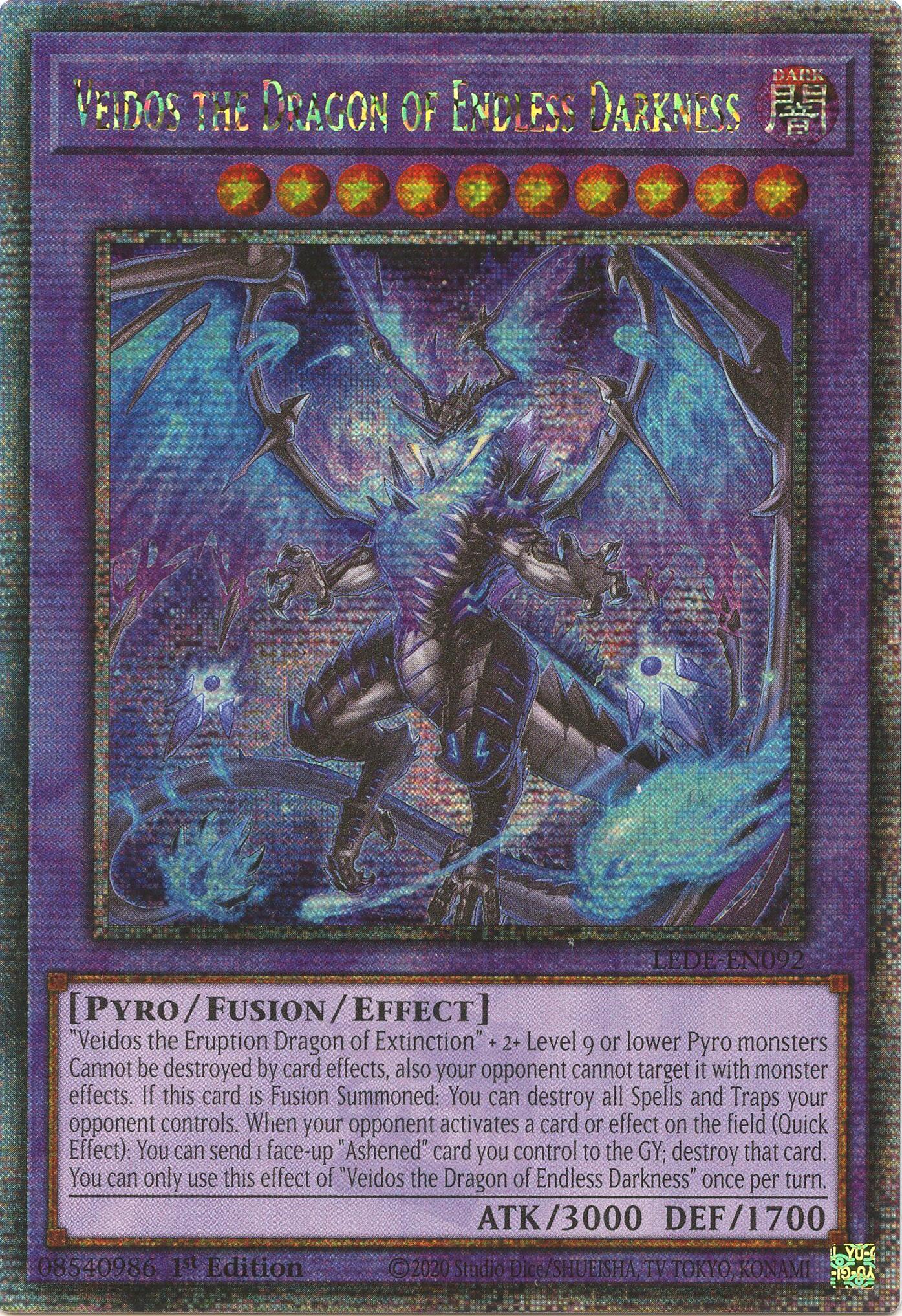 Veidos the Dragon of Endless Darkness (Quarter Century Secret Rare) [LEDE-EN092] Quarter Century Secret Rare | Gear Gaming Bentonville