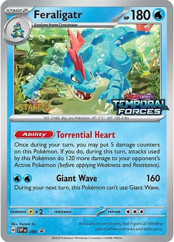 Feraligatr (089) (Staff Prerelease Promo) [Scarlet & Violet: Black Star Promos] | Gear Gaming Bentonville