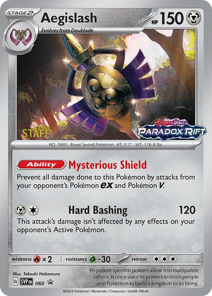 Aegislash (060) (Staff Prerelease Promo) [Scarlet & Violet: Black Star Promos] | Gear Gaming Bentonville