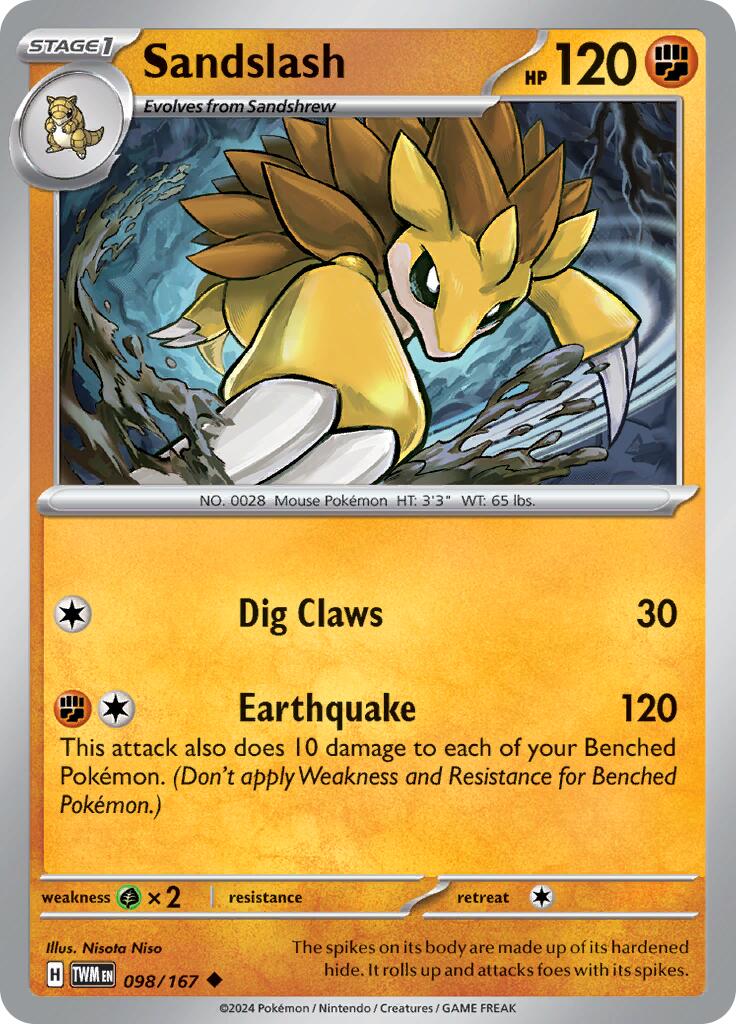 Sandslash (098/167) [Scarlet & Violet: Twilight Masquerade] | Gear Gaming Bentonville