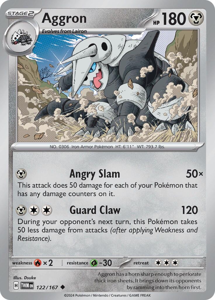 Aggron (122/167) [Scarlet & Violet: Twilight Masquerade] | Gear Gaming Bentonville