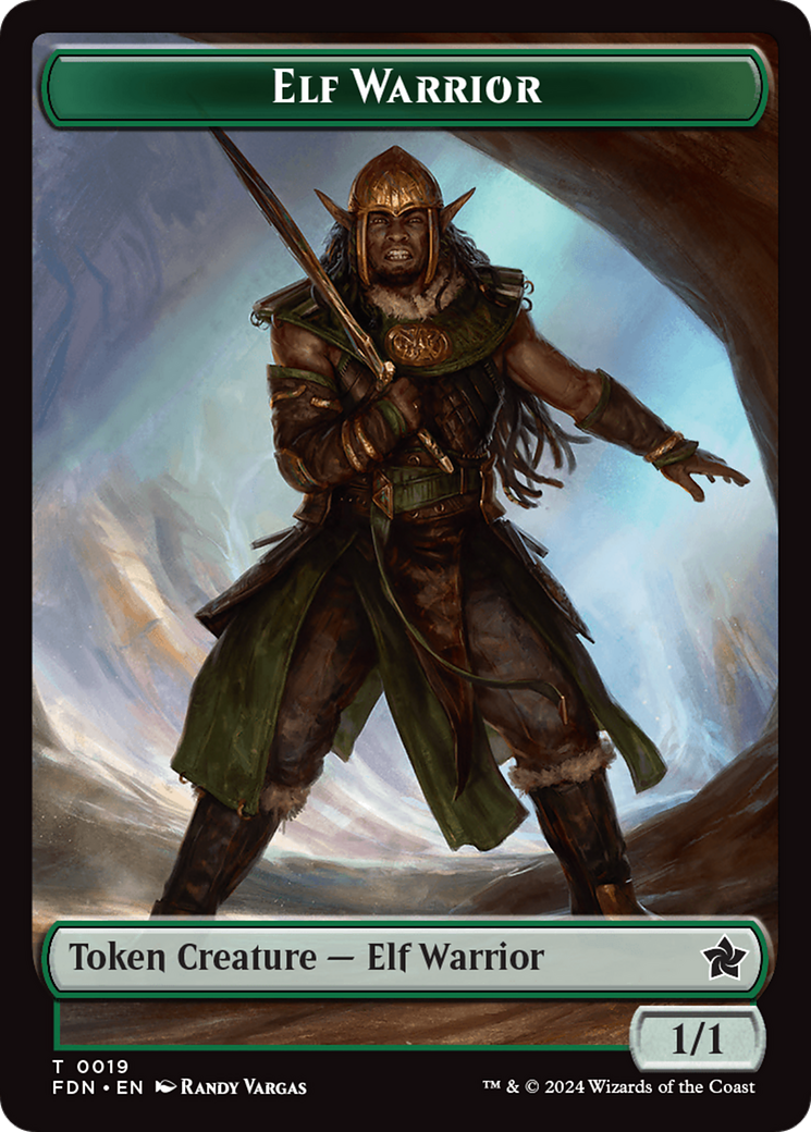 Emblem - Vivien Reid // Elf Warrior Double-Sided Token [Foundations Tokens] | Gear Gaming Bentonville