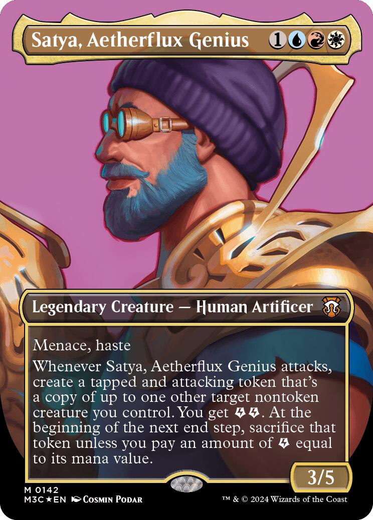 Satya, Aetherflux Genius (Borderless) (Ripple Foil) [Modern Horizons 3 Commander] | Gear Gaming Bentonville