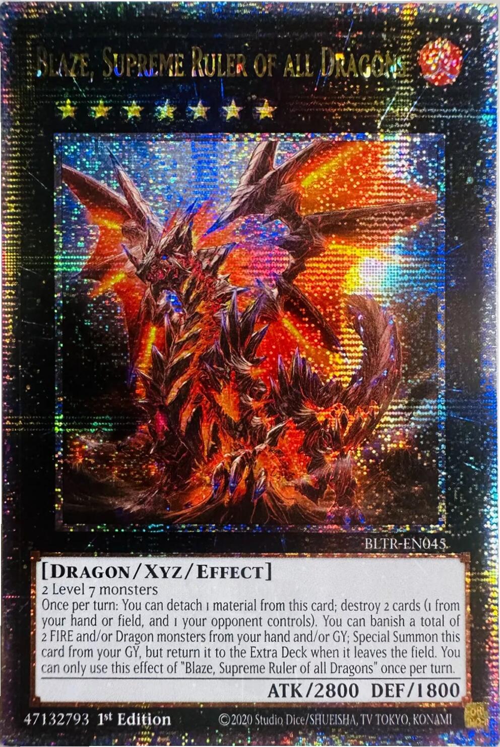 Blaze, Supreme Ruler of all Dragons (Quarter Century Secret Rare) [BLTR-EN045] Quarter Century Secret Rare | Gear Gaming Bentonville