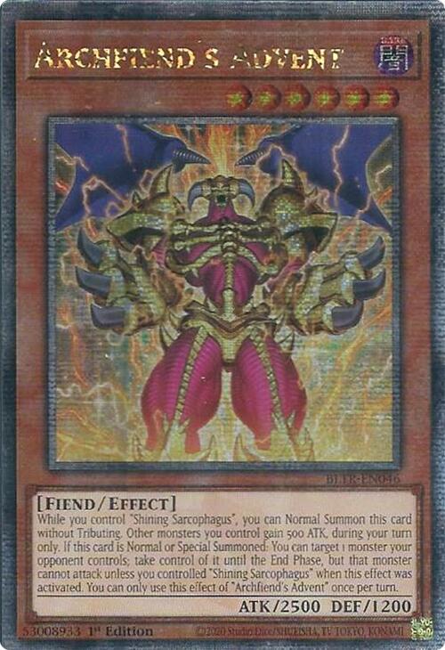 Archfiend's Advent (Quarter Century Secret Rare) [BLTR-EN046] Quarter Century Secret Rare | Gear Gaming Bentonville