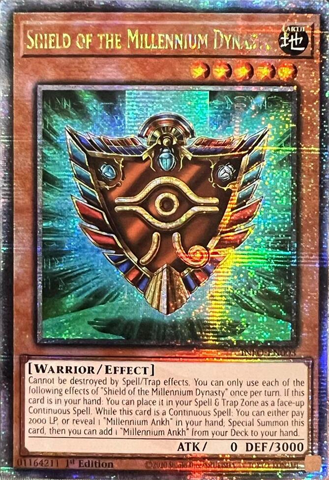 Shield of the Millennium Dynasty (Quarter Century Secret Rare) [INFO-EN003] Quarter Century Secret Rare | Gear Gaming Bentonville