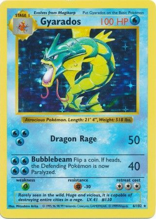 Gyarados (6/102) [Base Set Shadowless Unlimited] | Gear Gaming Bentonville