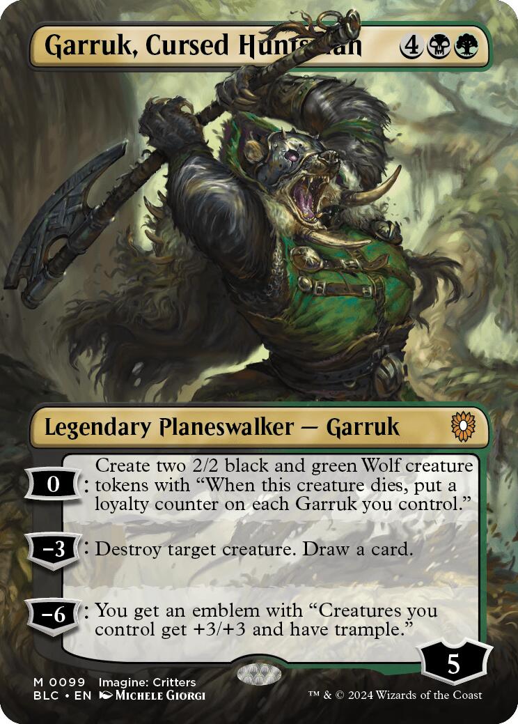 Garruk, Cursed Huntsman (Borderless) [Bloomburrow Commander] | Gear Gaming Bentonville