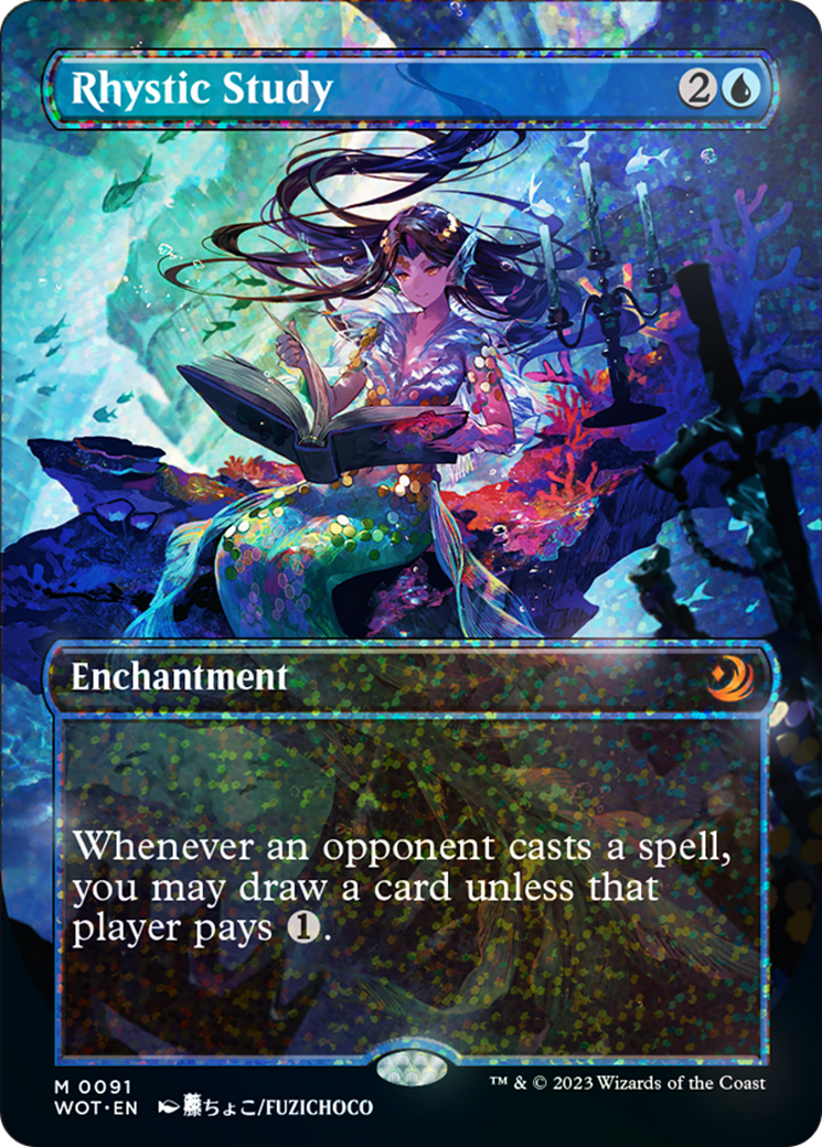 Rhystic Study (Anime Borderless) (Confetti Foil) [Wilds of Eldraine: Enchanting Tales] | Gear Gaming Bentonville