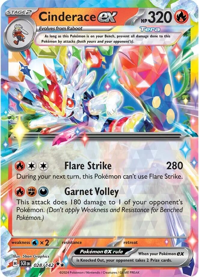 Cinderace ex (028/142) [Scarlet & Violet: Stellar Crown] | Gear Gaming Bentonville