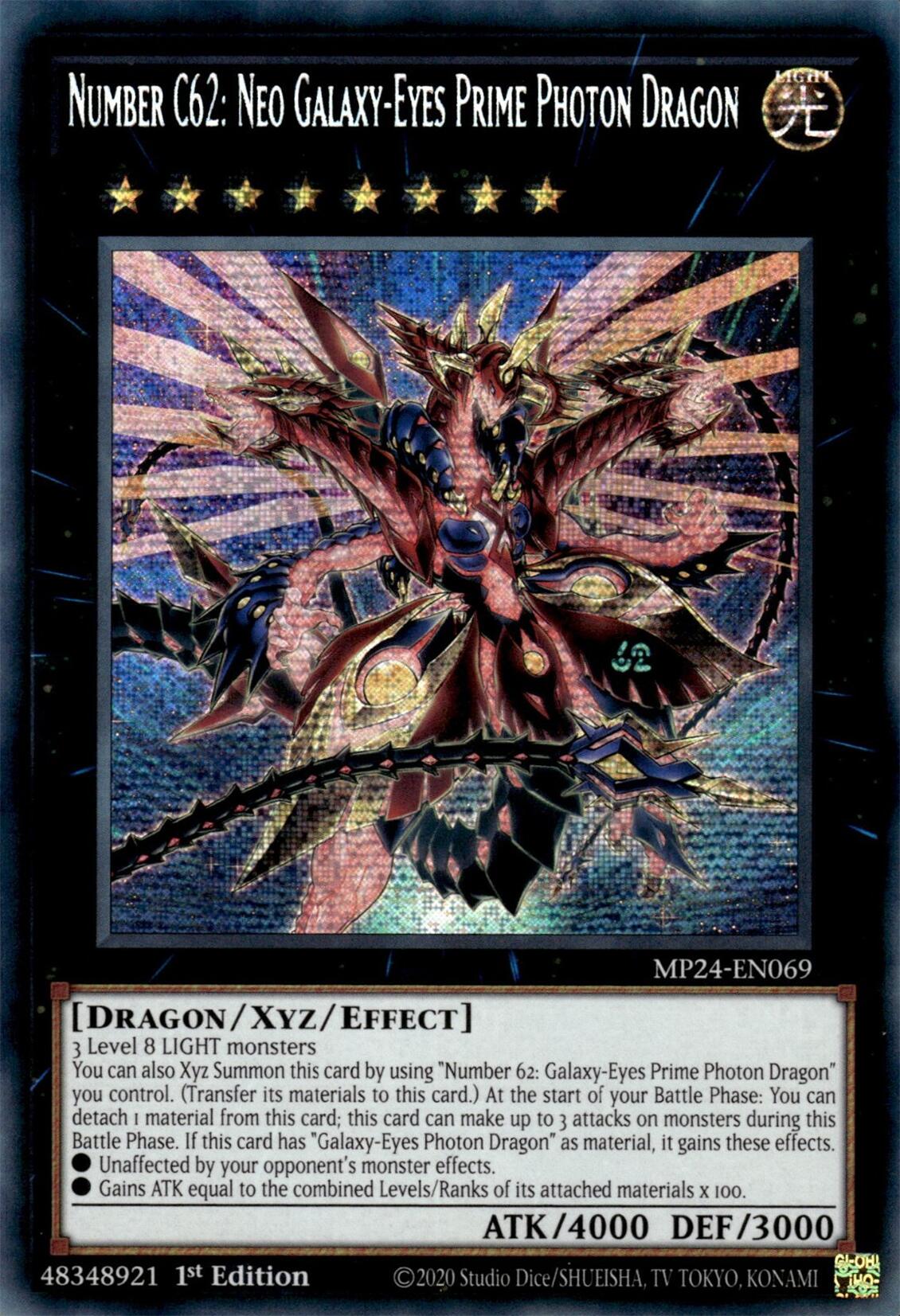 Number C62: Neo Galaxy-Eyes Prime Photon Dragon [MP24-EN069] Prismatic Secret Rare | Gear Gaming Bentonville