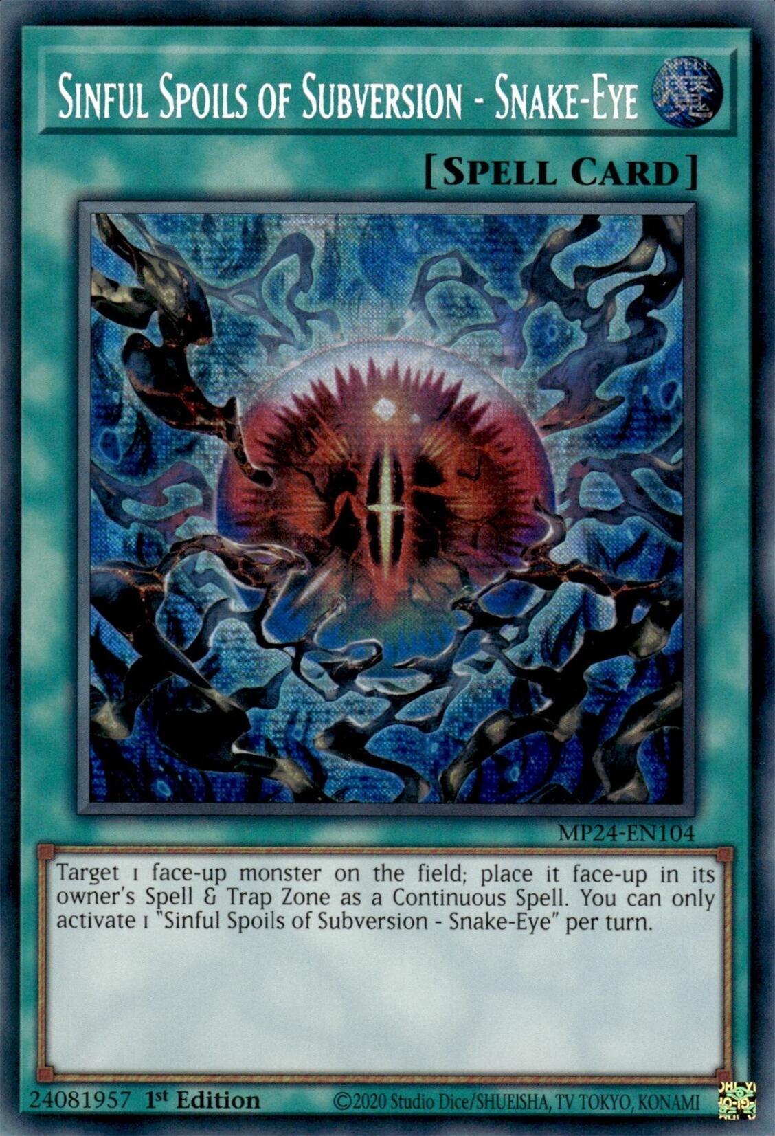 Sinful Spoils of Subversion - Snake-Eye [MP24-EN104] Prismatic Secret Rare | Gear Gaming Bentonville