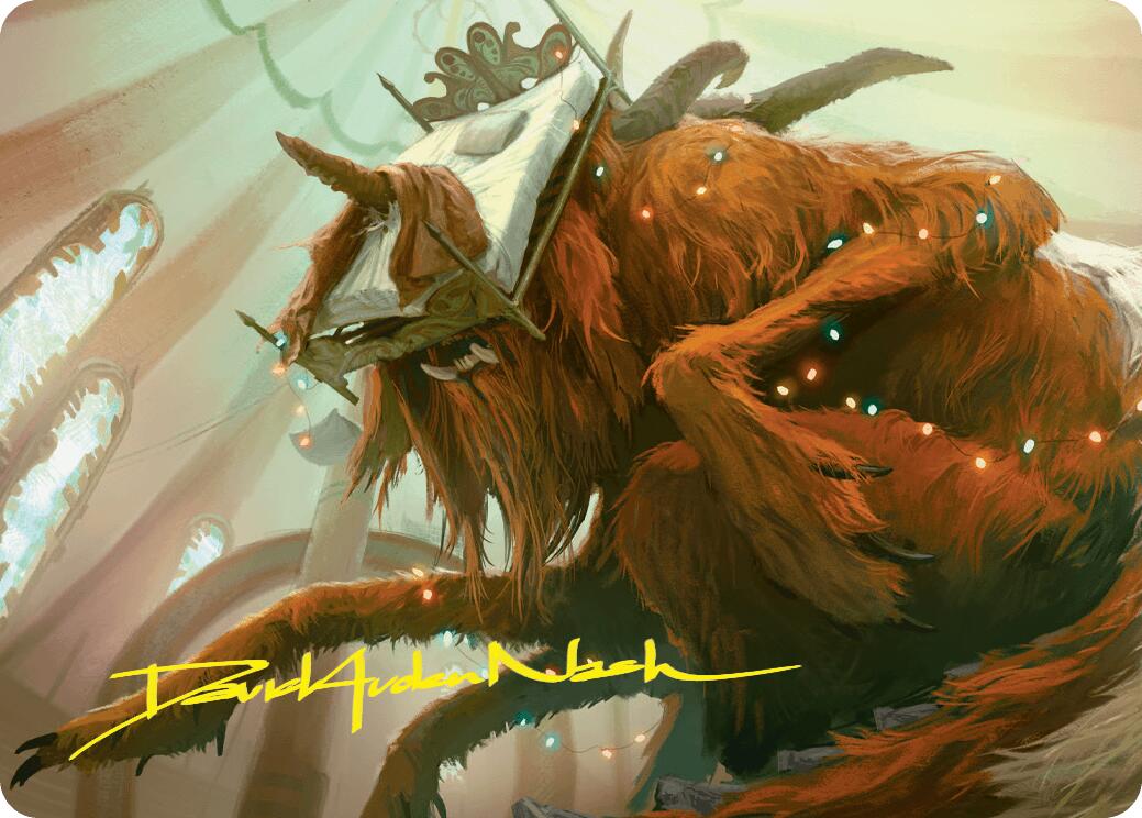 Bedhead Beastie Art Card (Gold-Stamped Signature) [Duskmourn: House of Horror Art Series] | Gear Gaming Bentonville