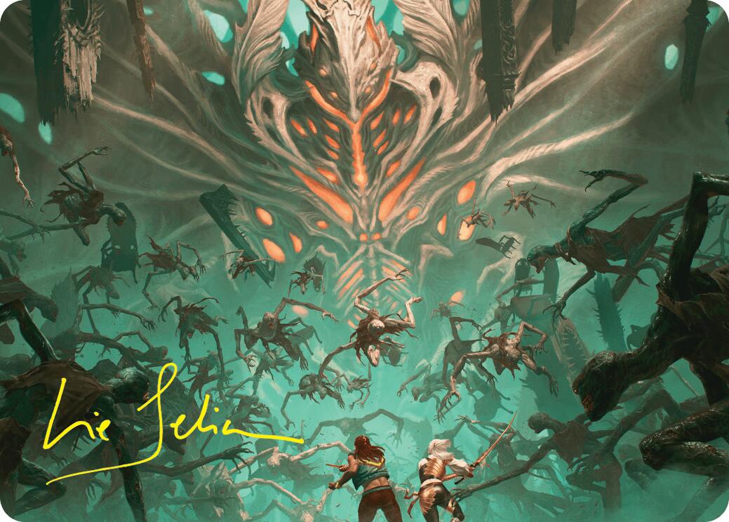 Valgavoth's Onslaught Art Card (Gold-Stamped Signature) [Duskmourn: House of Horror Art Series] | Gear Gaming Bentonville