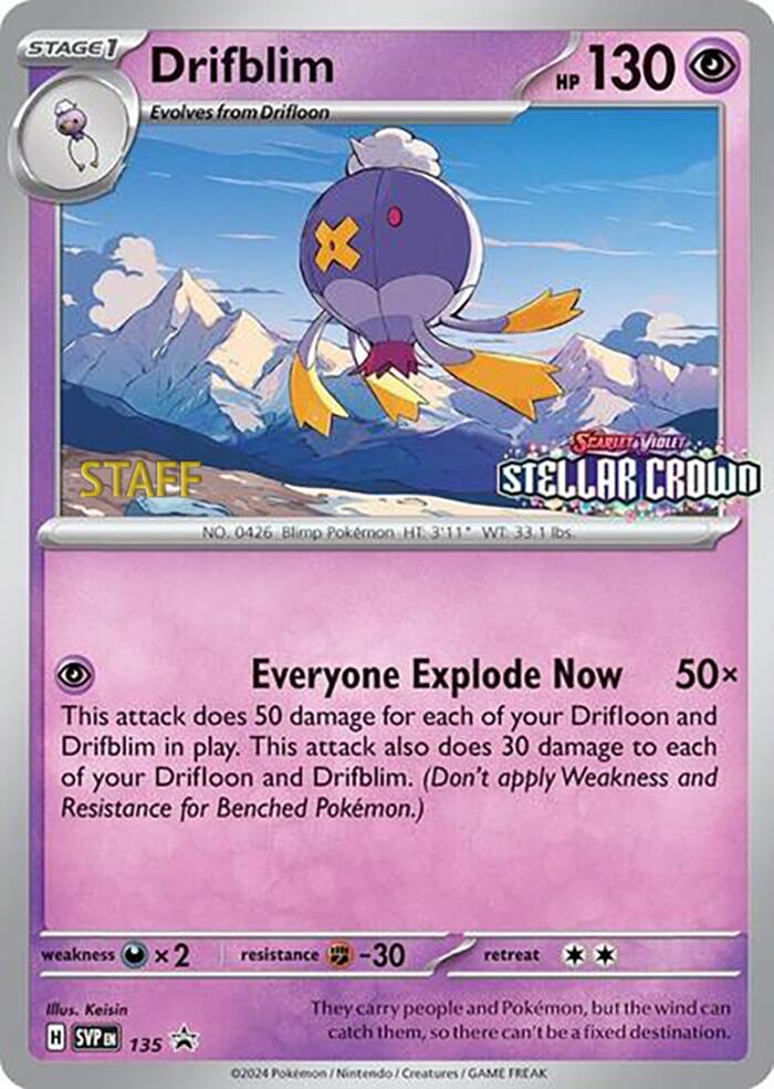 Drifblim (135) (Staff Promo) [Scarlet & Violet: Black Star Promos] | Gear Gaming Bentonville