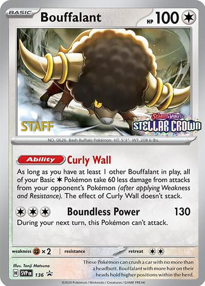 Bouffalant (136) (Staff Promo) [Scarlet & Violet: Black Star Promos] | Gear Gaming Bentonville