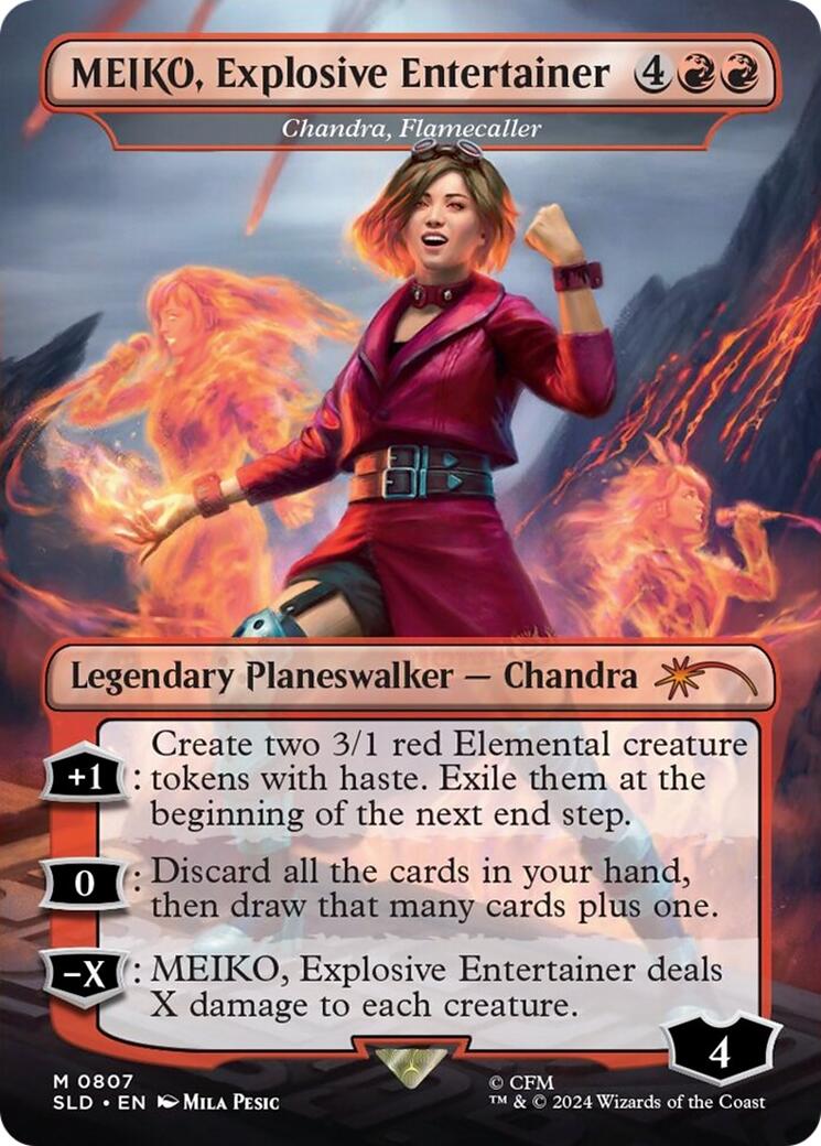 MEIKO, Explosive Entertainer - Chandra, Flamecaller (Rainbow Foil) [Secret Lair Drop Series] | Gear Gaming Bentonville