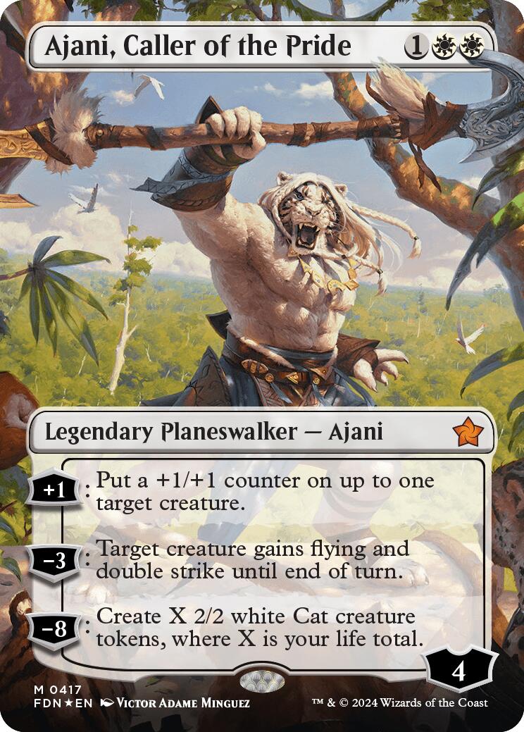 Ajani, Caller of the Pride (Borderless) (Mana Foil) [Foundations] | Gear Gaming Bentonville