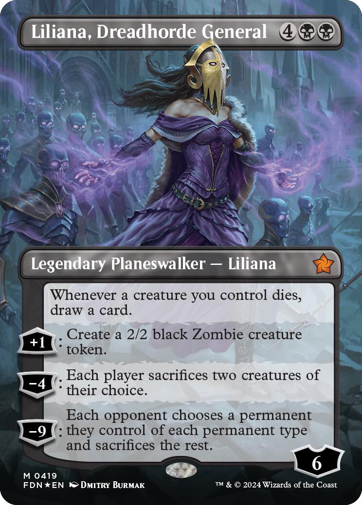 Liliana, Dreadhorde General (Borderless) (Mana Foil) [Foundations] | Gear Gaming Bentonville