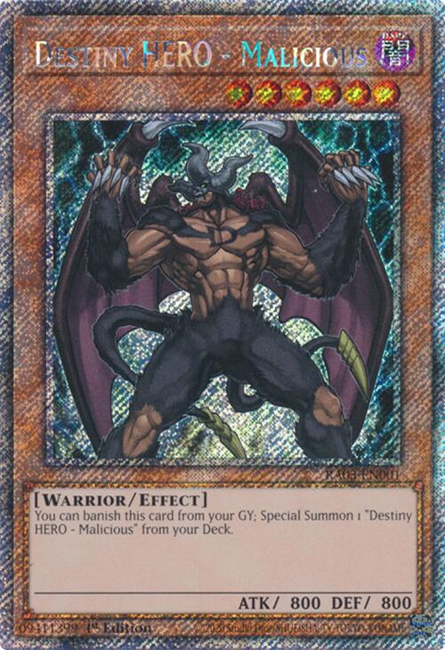 Destiny HERO - Malicious (Platinum Secret Rare) [RA03-EN001] Platinum Secret Rare | Gear Gaming Bentonville