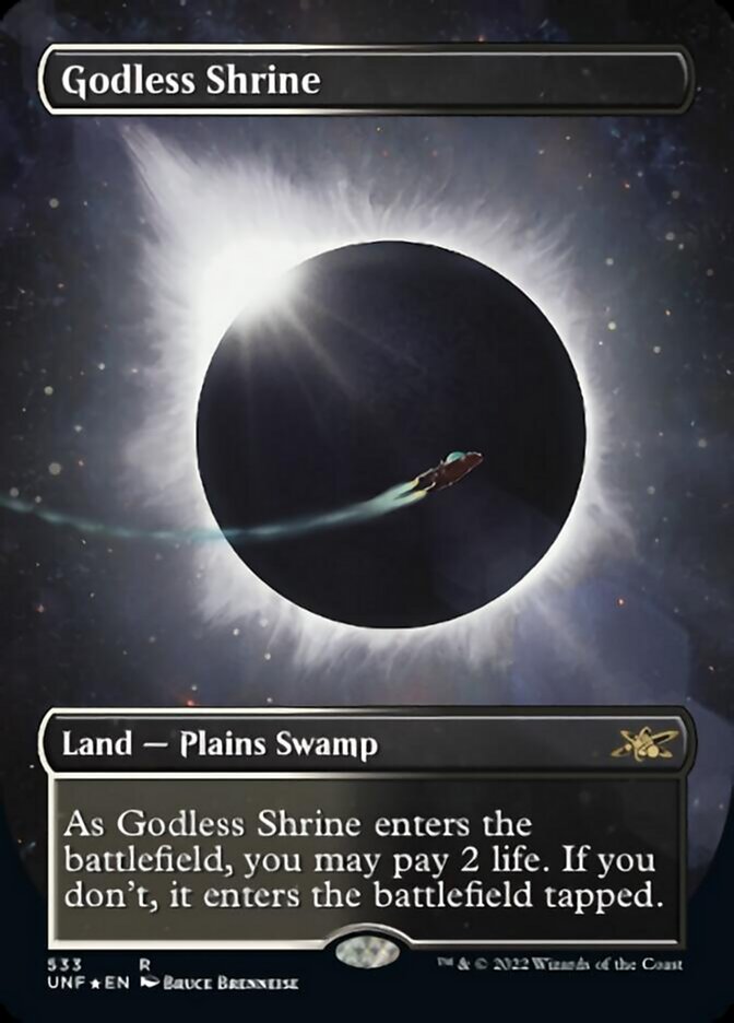 Godless Shrine (Borderless) (Galaxy Foil) [Unfinity] | Gear Gaming Bentonville