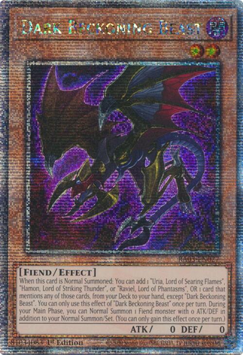 Dark Beckoning Beast (Quarter Century Secret Rare) [RA03-EN027] Quarter Century Secret Rare | Gear Gaming Bentonville