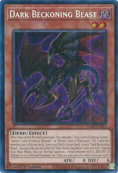 Dark Beckoning Beast (Secret Rare) [RA03-EN027] Secret Rare | Gear Gaming Bentonville