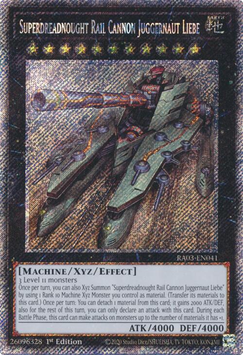 Superdreadnought Rail Cannon Juggernaut Liebe (Platinum Secret Rare) [RA03-EN041] Platinum Secret Rare | Gear Gaming Bentonville