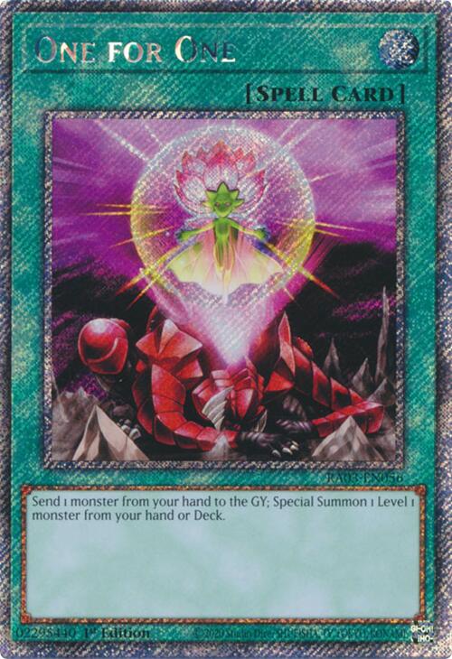 One for One (Platinum Secret Rare) [RA03-EN056] Platinum Secret Rare | Gear Gaming Bentonville