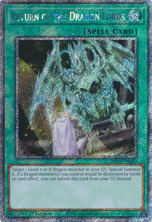 Return of the Dragon Lords (Platinum Secret Rare) [RA03-EN060] Platinum Secret Rare | Gear Gaming Bentonville