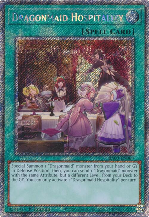 Dragonmaid Hospitality (Platinum Secret Rare) [RA03-EN068] Platinum Secret Rare | Gear Gaming Bentonville
