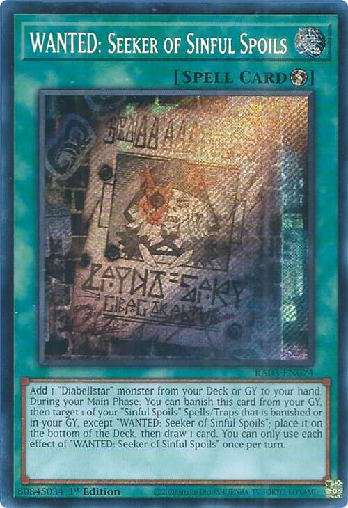 WANTED: Seeker of Sinful Spoils (Secret Rare) [RA03-EN074] Secret Rare | Gear Gaming Bentonville