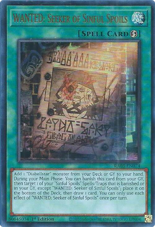 WANTED: Seeker of Sinful Spoils (UR) [RA03-EN074] Ultra Rare | Gear Gaming Bentonville