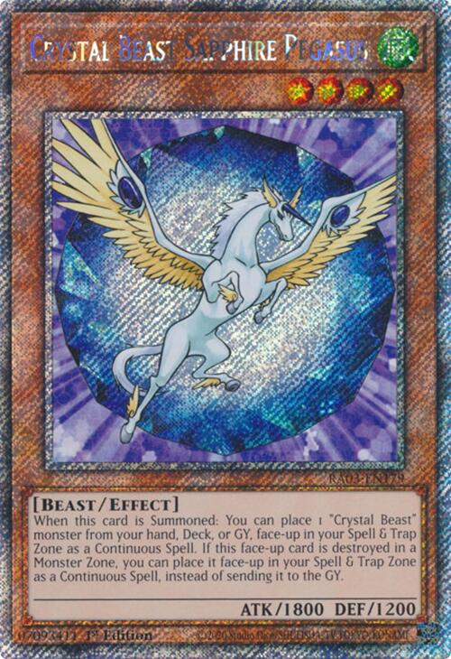 Crystal Beast Sapphire Pegasus (Platinum Secret Rare) [RA03-EN179] Platinum Secret Rare | Gear Gaming Bentonville