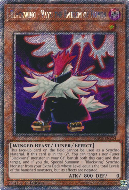 Blackwing - Vayu the Emblem of Honor (Platinum Secret Rare) [RA03-EN224] Platinum Secret Rare | Gear Gaming Bentonville