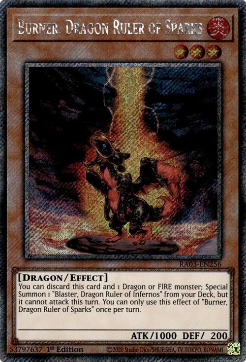 Burner, Dragon Ruler of Sparks (Platinum Secret Rare) [RA03-EN256] Platinum Secret Rare | Gear Gaming Bentonville