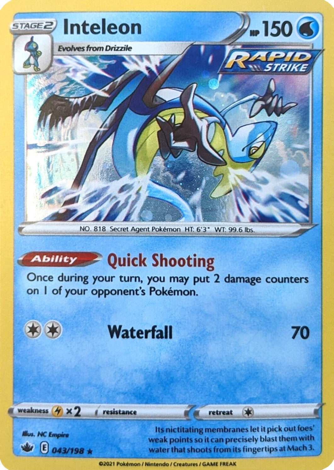 Inteleon (043/198) (Cosmos Holo) [Sword & Shield: Chilling Reign] | Gear Gaming Bentonville