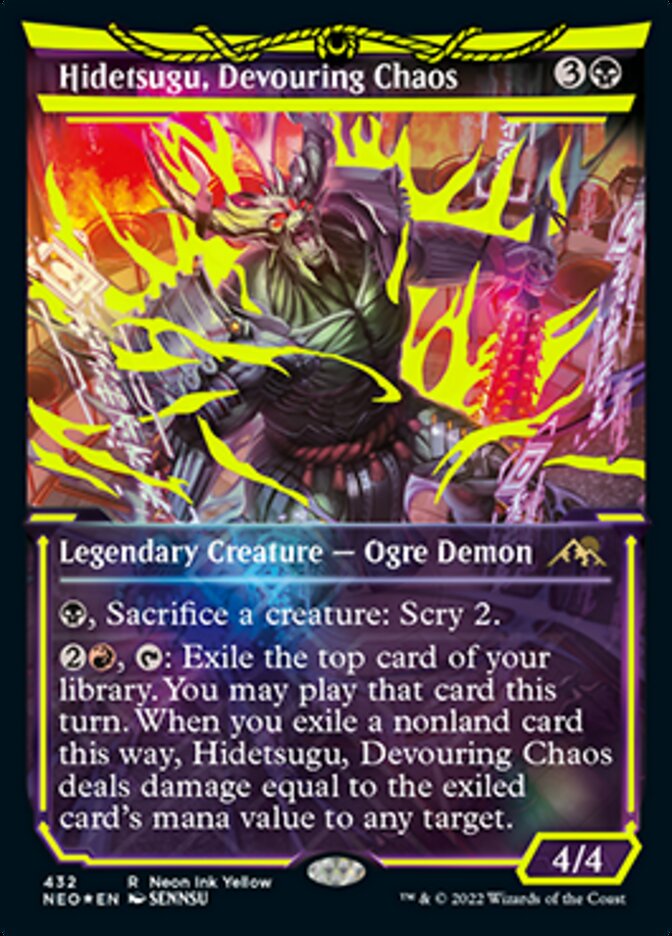 Hidetsugu, Devouring Chaos (Neon Ink Yellow) [Kamigawa: Neon Dynasty] | Gear Gaming Bentonville