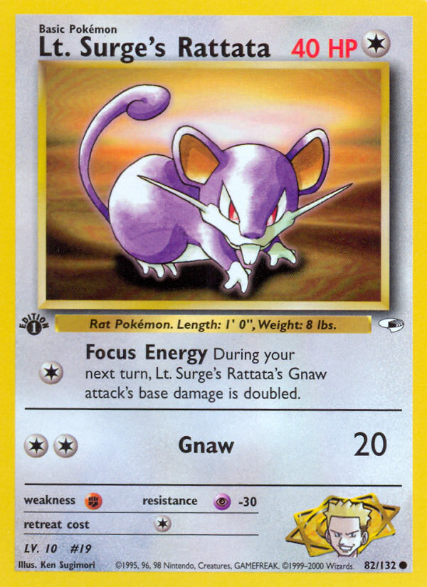Lt. Surge's Rattata (82/132) [Gym Heroes 1st Edition] | Gear Gaming Bentonville
