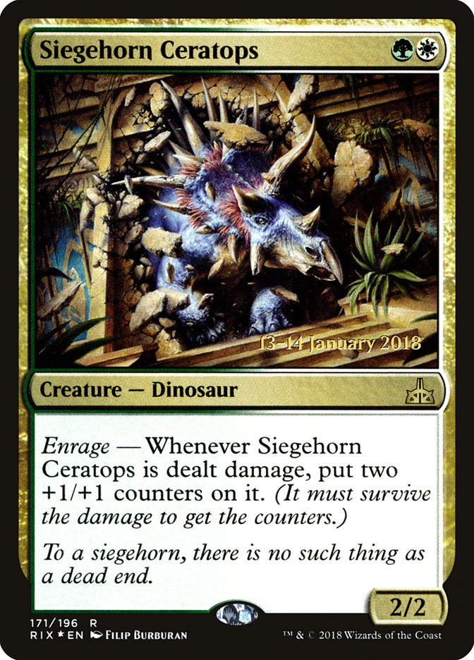 Siegehorn Ceratops [Rivals of Ixalan Prerelease Promos] | Gear Gaming Bentonville
