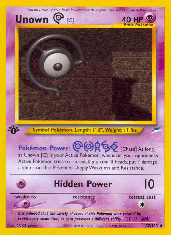 Unown [C] (57/105) [Neo Destiny 1st Edition] | Gear Gaming Bentonville