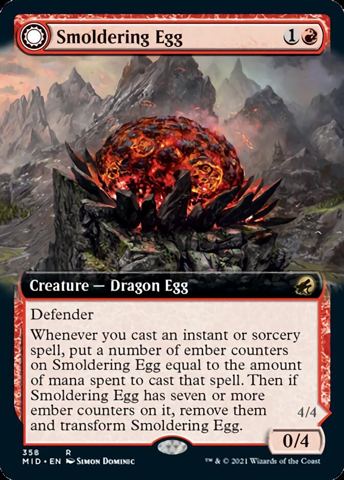 Smoldering Egg // Ashmouth Dragon (Extended Art) [Innistrad: Midnight Hunt] | Gear Gaming Bentonville