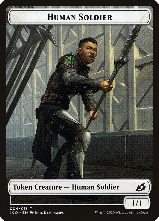 Dinosaur // Human Soldier (004) Double-Sided Token [Ikoria: Lair of Behemoths Tokens] | Gear Gaming Bentonville