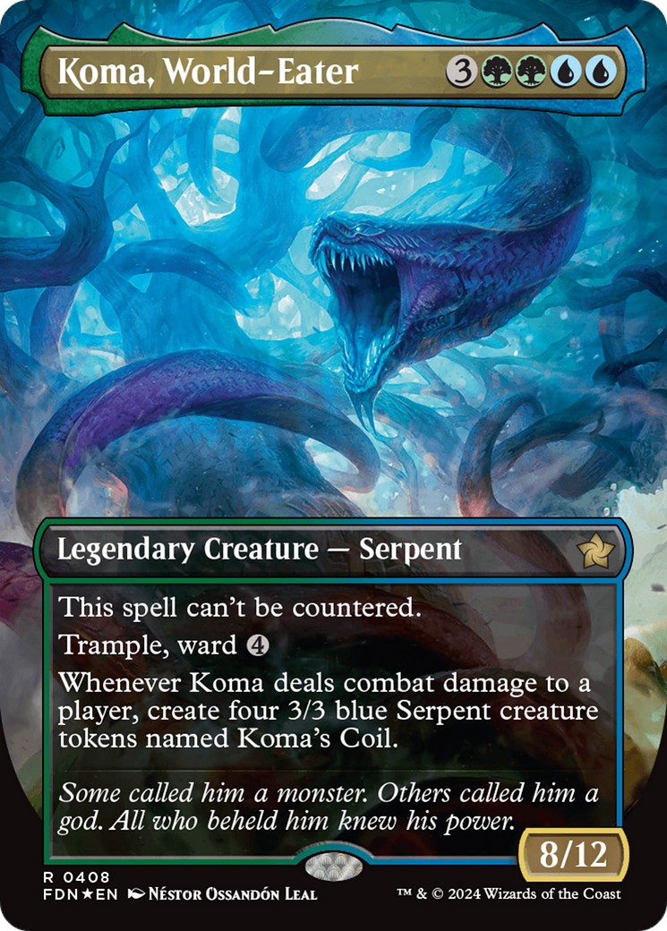 Koma, World-Eater (Borderless) (Mana Foil) [Foundations] | Gear Gaming Bentonville